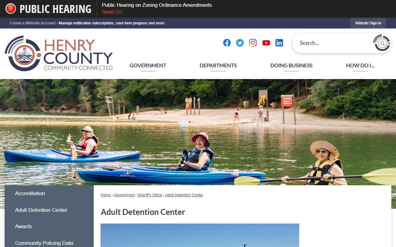 Henry County Adult Detention Center inmate population page