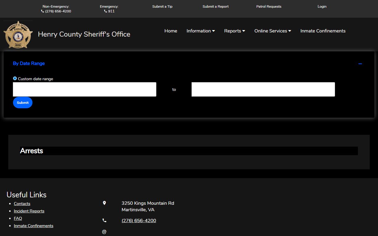 Henry County arrest search for booking photo request