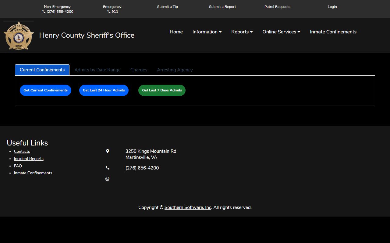 Henry County inmate population roster search fields